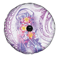 Lavender Polynesian Jellyfish Spare Tire Cover Watercolor Glows - Polynesian Pride