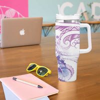 Lavender Polynesian Jellyfish Tumbler With Handle Watercolor Glows - Polynesian Pride