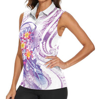 Lavender Polynesian Jellyfish Women Sleeveless Polo Shirt Watercolor Glows - Polynesian Pride