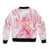 Rose Pink Polynesian Jellyfish Bomber Jacket Watercolor Glows - Polynesian Pride