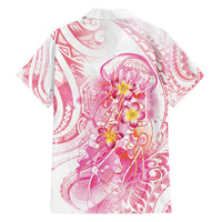 Rose Pink Polynesian Jellyfish Family Matching Off Shoulder Maxi Dress and Hawaiian Shirt Watercolor Glows - Polynesian Pride