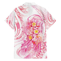 Rose Pink Polynesian Jellyfish Family Matching Short Sleeve Bodycon Dress and Hawaiian Shirt Watercolor Glows - Polynesian Pride