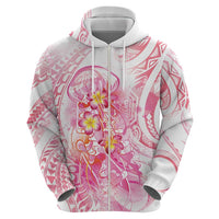 Rose Pink Polynesian Jellyfish Hoodie Watercolor Glows - Polynesian Pride