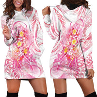 Rose Pink Polynesian Jellyfish Hoodie Dress Watercolor Glows - Polynesian Pride