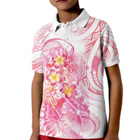 Rose Pink Polynesian Jellyfish Kid Polo Shirt Watercolor Glows - Polynesian Pride
