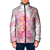 Rose Pink Polynesian Jellyfish Padded Jacket Watercolor Glows - Polynesian Pride