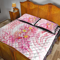 Rose Pink Polynesian Jellyfish Quilt Bed Set Watercolor Glows - Polynesian Pride
