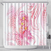 Rose Pink Polynesian Jellyfish Shower Curtain Watercolor Glows - Polynesian Pride