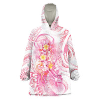 Rose Pink Polynesian Jellyfish Wearable Blanket Hoodie Watercolor Glows - Polynesian Pride