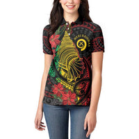 Vanuatu Meri Krismas Women Polo Shirt Conch Shell Tribal Art