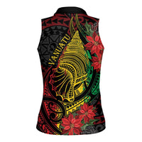 Vanuatu Meri Krismas Women Sleeveless Polo Shirt Conch Shell Tribal Art LT7 - Polynesian Pride