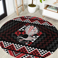 Taniko Aotearoa Round Carpet Poutama Mix Piwakawaka LT7 Red - Polynesian Pride