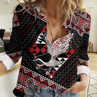 Taniko Aotearoa Women Casual Shirt Poutama Mix Piwakawaka