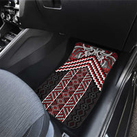 Maori Tukutuku Taniko Motifs Car Mats Red Poutama Mix Kowhaiwhai