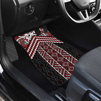 Maori Tukutuku Taniko Motifs Car Mats Red Poutama Mix Kowhaiwhai
