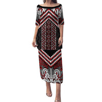 Maori Tukutuku Taniko Motifs Puletasi Red Poutama Mix Kowhaiwhai