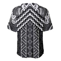 Maori Tukutuku Taniko Motifs Baseball Jersey Black Poutama Mix Kowhaiwhai LT7 - Polynesian Pride