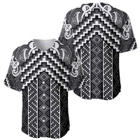 Maori Tukutuku Taniko Motifs Baseball Jersey Black Poutama Mix Kowhaiwhai LT7 - Polynesian Pride