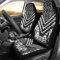 Maori Tukutuku Taniko Motifs Car Seat Cover Black Poutama Mix Kowhaiwhai