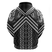 Maori Tukutuku Taniko Motifs Hoodie Black Poutama Mix Kowhaiwhai