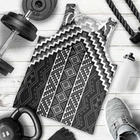 Maori Tukutuku Taniko Motifs Men Tank Top Black Poutama Mix Kowhaiwhai
