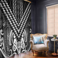 Maori Tukutuku Taniko Motifs Window Curtain Black Poutama Mix Kowhaiwhai