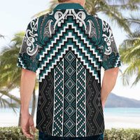 Maori Tukutuku Taniko Motifs Hawaiian Shirt Teal Poutama Mix Kowhaiwhai