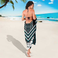 Maori Tukutuku Taniko Motifs Sarong Teal Poutama Mix Kowhaiwhai