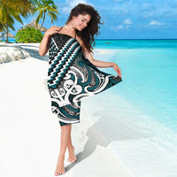 Maori Tukutuku Taniko Motifs Sarong Teal Poutama Mix Kowhaiwhai