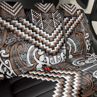Maori Tukutuku Taniko Motifs Back Car Seat Cover Brown Poutama Mix Kowhaiwhai