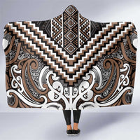 Maori Tukutuku Taniko Motifs Hooded Blanket Brown Poutama Mix Kowhaiwhai LT7 One Size Brown - Polynesian Pride