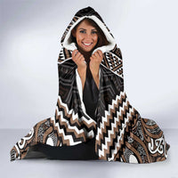 Maori Tukutuku Taniko Motifs Hooded Blanket Brown Poutama Mix Kowhaiwhai LT7 - Polynesian Pride