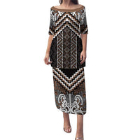 Maori Tukutuku Taniko Motifs Puletasi Brown Poutama Mix Kowhaiwhai