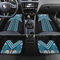 Maori Tukutuku Taniko Motifs Car Mats Turquoise Poutama Mix Kowhaiwhai