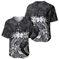 Polynesian Women's Day Baseball Jersey Plumeria Passion - Black LT7 - Polynesian Pride