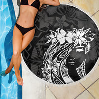Polynesian Women's Day Beach Blanket Plumeria Passion - Black LT7 - Polynesian Pride