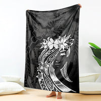 Polynesian Women's Day Blanket Plumeria Passion - Black LT7 - Polynesian Pride