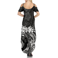 Polynesian Women's Day Family Matching Summer Maxi Dress and Hawaiian Shirt Plumeria Passion - Black LT7 - Polynesian Pride