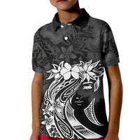 Polynesian Women's Day Kid Polo Shirt Plumeria Passion - Black LT7 Kid Black - Polynesian Pride