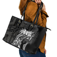 Polynesian Women's Day Leather Tote Bag Plumeria Passion - Black LT7 - Polynesian Pride