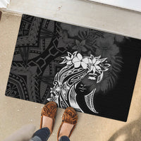 Polynesian Women's Day Rubber Doormat Plumeria Passion - Black LT7 - Polynesian Pride