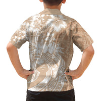 Polynesian Women's Day Kid Hawaiian Shirt Plumeria Passion - Beige LT7 - Polynesian Pride