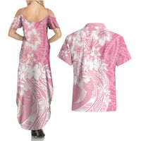 Polynesian Women's Day Couples Matching Summer Maxi Dress and Hawaiian Shirt Plumeria Passion - Pink LT7 - Polynesian Pride