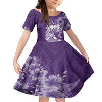 Polynesian Women's Day Family Matching Tank Maxi Dress and Hawaiian Shirt Plumeria Passion - Purple LT7 Daughter's Dress Purple - Polynesian Pride