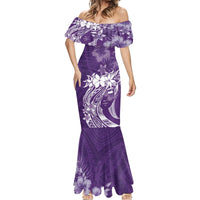 Polynesian Women's Day Mermaid Dress Plumeria Passion - Purple LT7 - Polynesian Pride