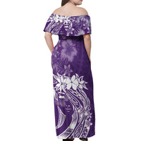 Polynesian Women's Day Off Shoulder Maxi Dress Plumeria Passion - Purple LT7 - Polynesian Pride
