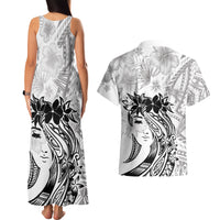 Polynesian Women's Day Couples Matching Tank Maxi Dress and Hawaiian Shirt Plumeria Passion - White LT7 - Polynesian Pride