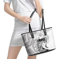Polynesian Women's Day Leather Tote Bag Plumeria Passion - White LT7 - Polynesian Pride