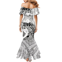 Polynesian Women's Day Mermaid Dress Plumeria Passion - White LT7 - Polynesian Pride