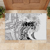 Polynesian Women's Day Rubber Doormat Plumeria Passion - White LT7 - Polynesian Pride
